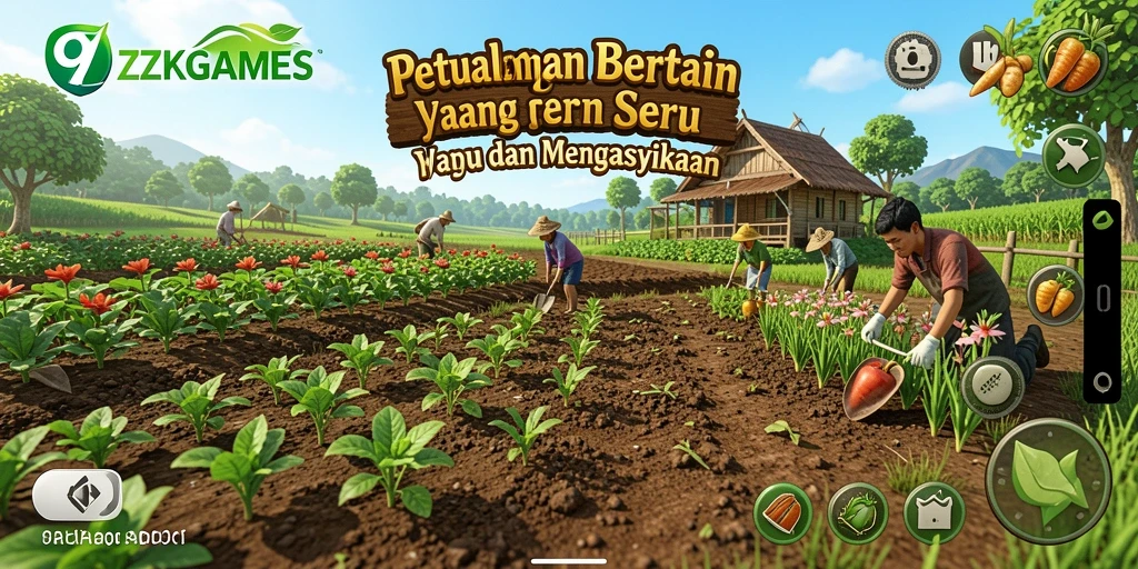 Tampilan menarik dari gameplay 9ZKGAMES saat bertani dengan tanaman.