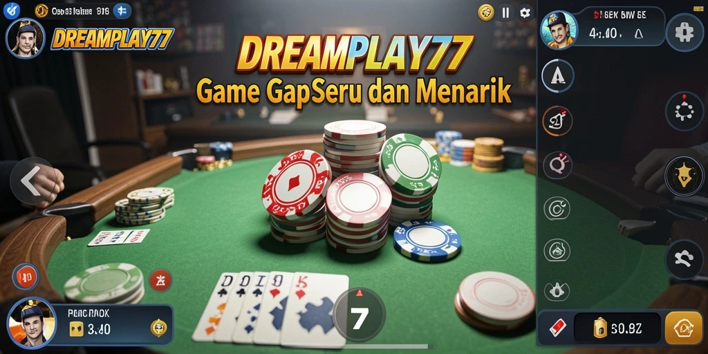 Tampilan gameplay yang menarik dari DREAMPLAY77 dengan suasana Gaple.