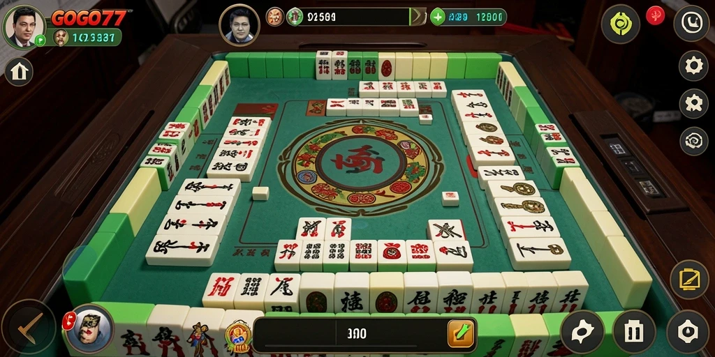 Tampilan gameplay menarik dari GOGO77 dengan elemen Mahjong yang klasik.