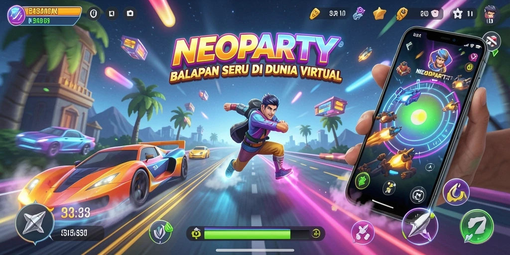 Tampilan gameplay NEOPARTY yang penuh aksi dan menegangkan.