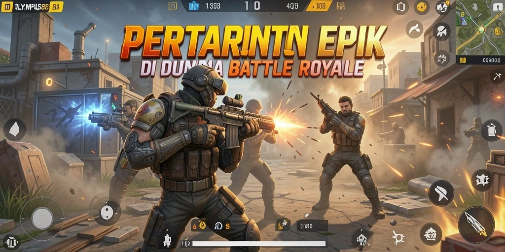 Tangkapan layar menampilkan aksi seru dalam gameplay Battle Royale.