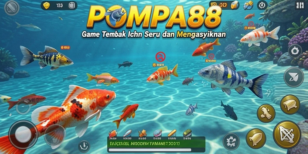Tampilan penuh aksi dari permainan Tembak Ikan POMPA88.