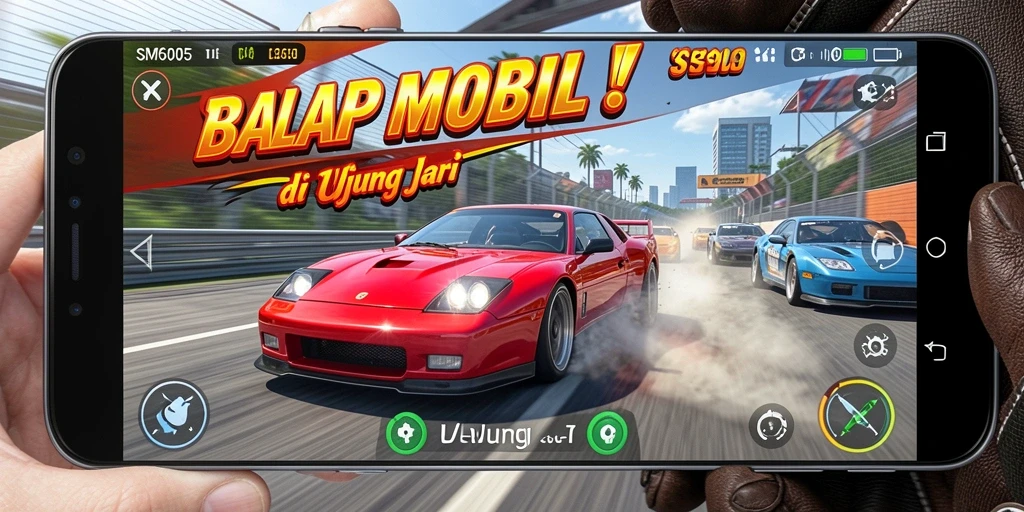 Tampilan gameplay SM605 yang menegangkan dan aksi balap seru.